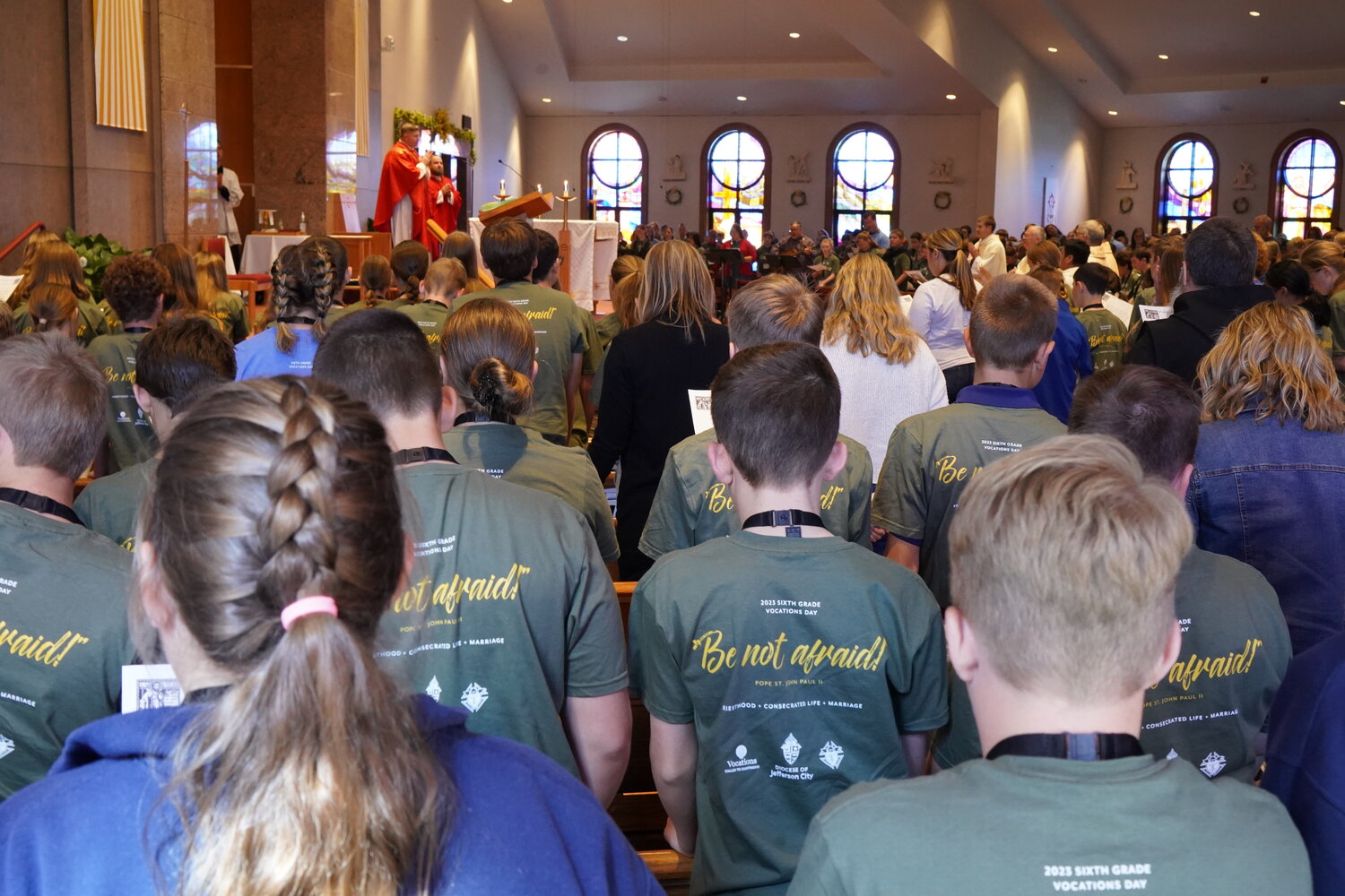 Sixth-graders from throughout the diocese take part in Sixth Grade Vocation Day at Our Lady of Lourdes Church and Our Lady of Lourdes Interparish School in Columbia.